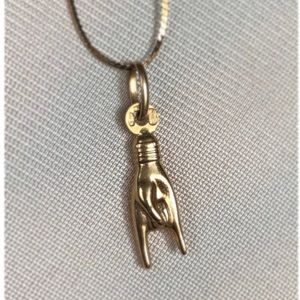 14k Gold Mano Cornuto Figa Italian Charm Pendant Victorian Hand